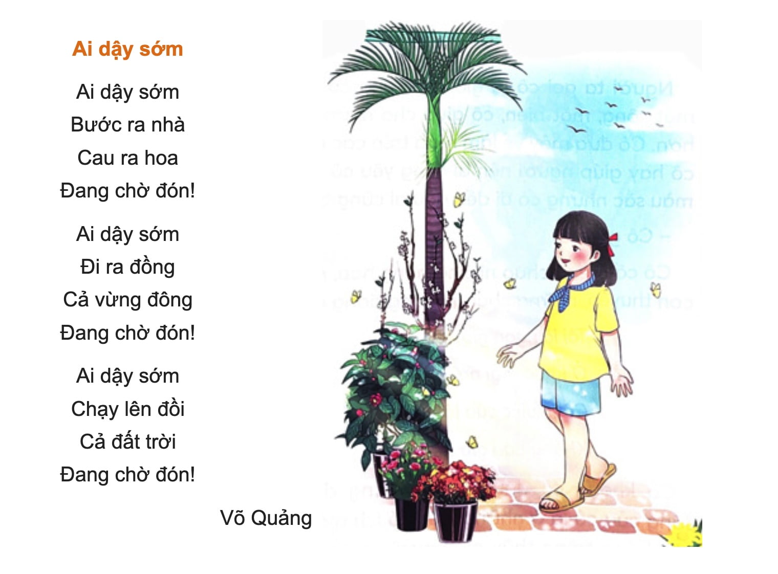 Ai dậy sớm | Bài thơ Ai dậy sớm (Võ Quảng) (SGK Tiếng Việt 2)
