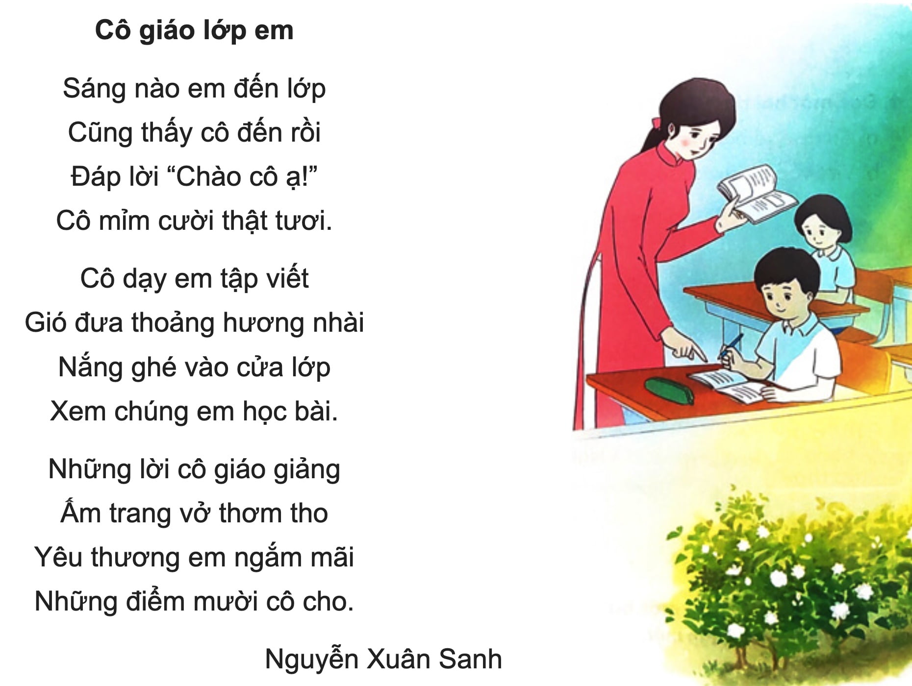 Cô giáo lớp em | Bài thơ Cô giáo lớp em (SGK Tiếng Việt 2)