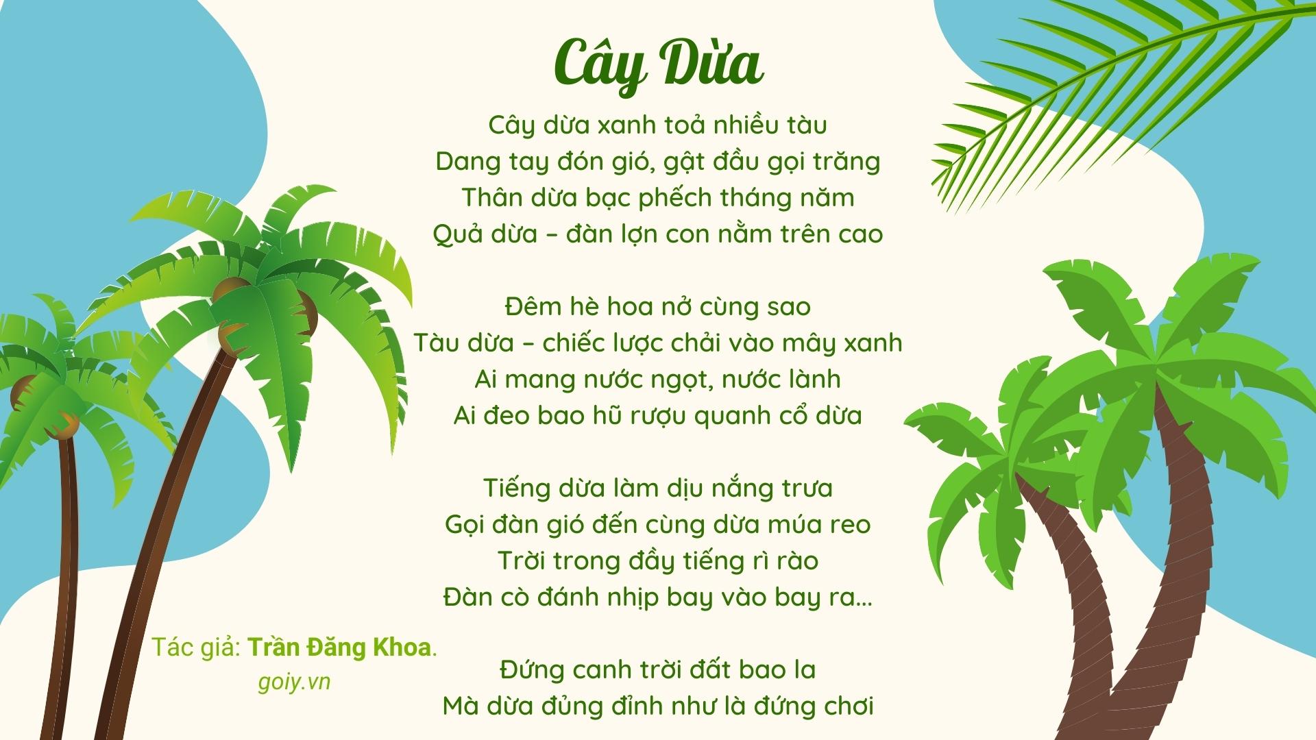 Cây dừa | Bài thơ Cây dừa: Cây dừa xanh toả nhiều tàu