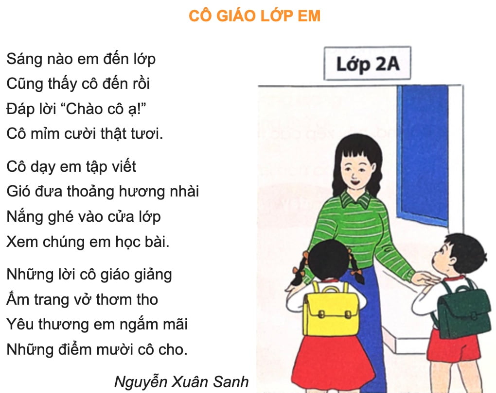 Cô giáo lớp em | Bài thơ Cô giáo lớp em (SGK Tiếng Việt 2, CD)