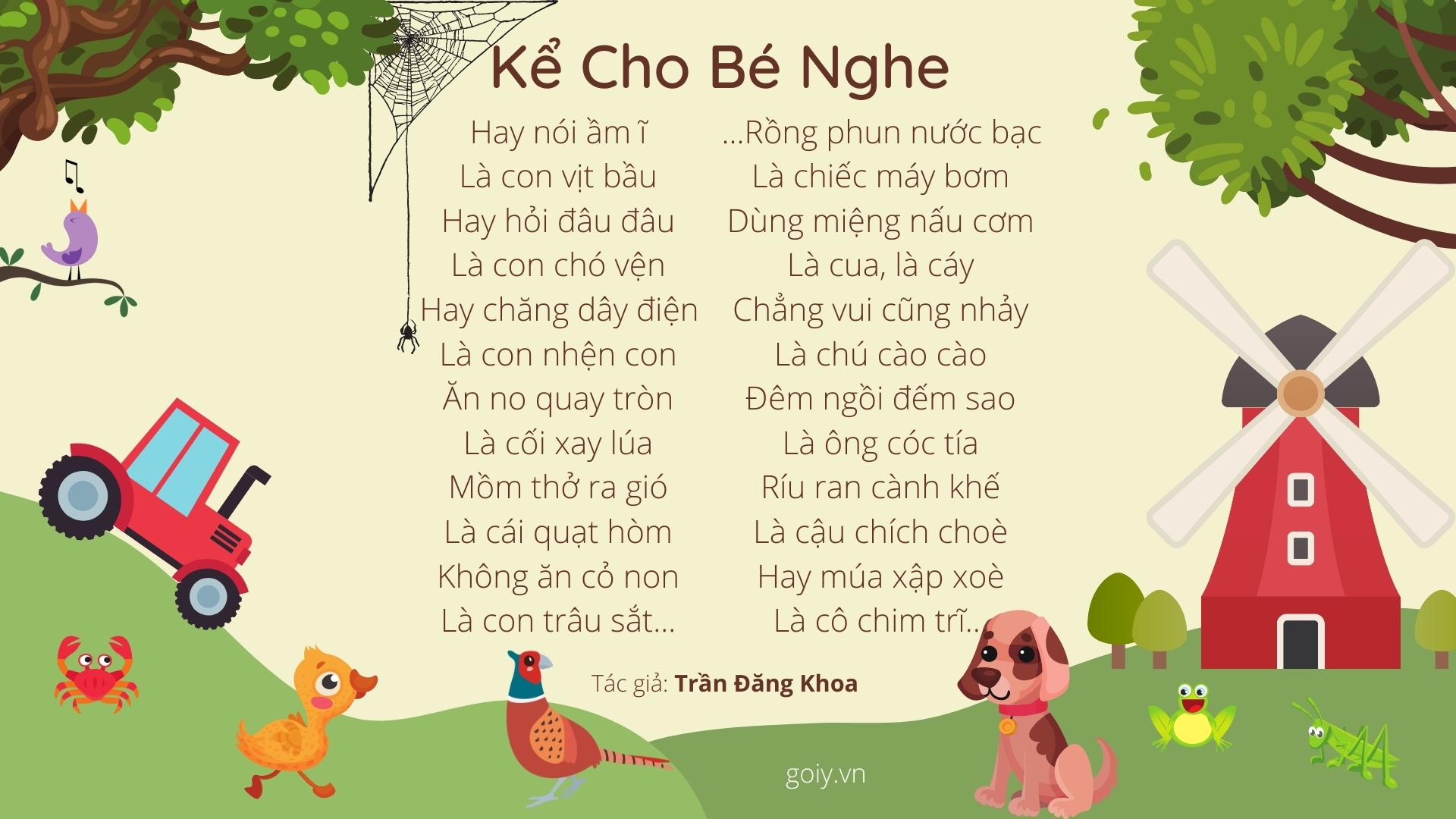 Kể cho bé nghe | Bài thơ Kể cho bé nghe (Trần Đăng Khoa, 1969)