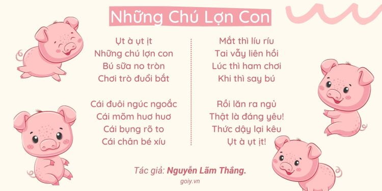 Những chú lợn con | Bài thơ Bài thơ Những chú lợn con (Nguyễn Lãm Thắng)