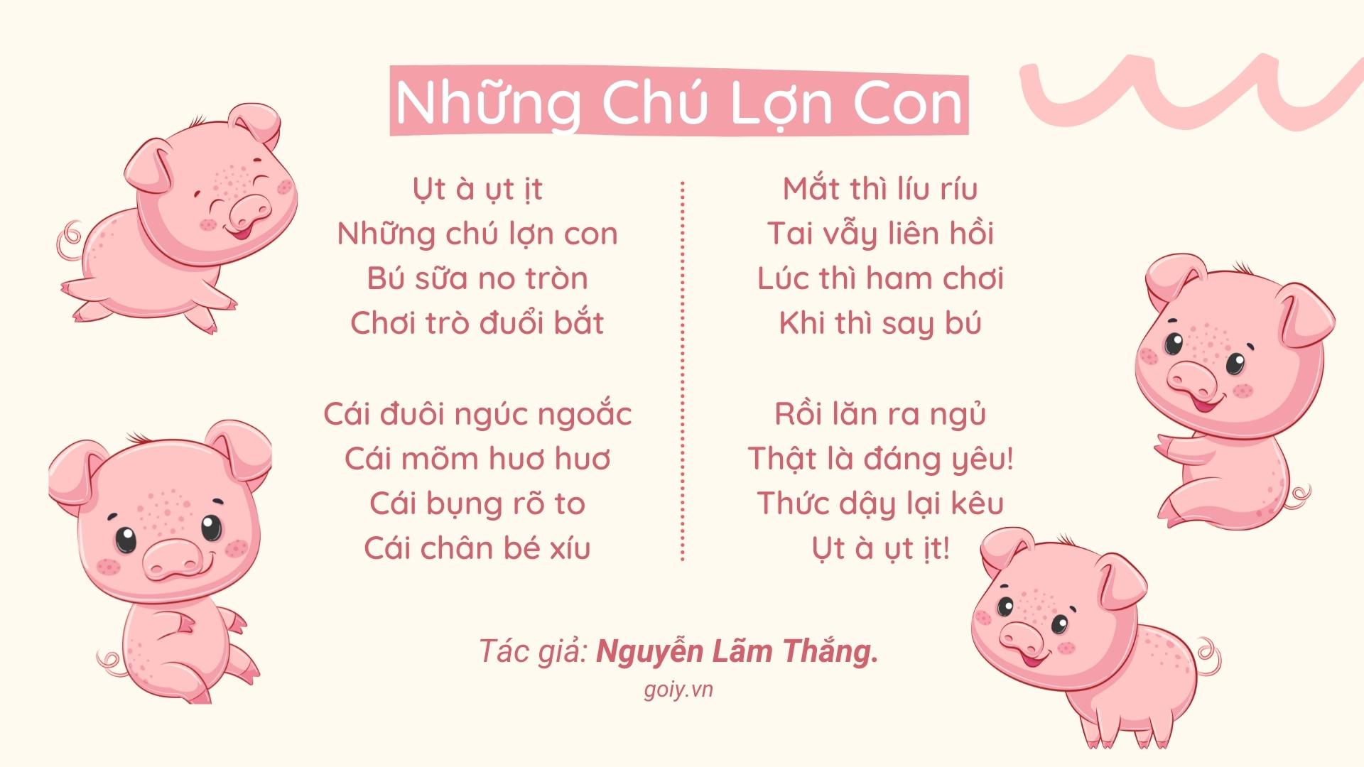 Những chú lợn con | Bài thơ Bài thơ Những chú lợn con (Nguyễn Lãm Thắng)