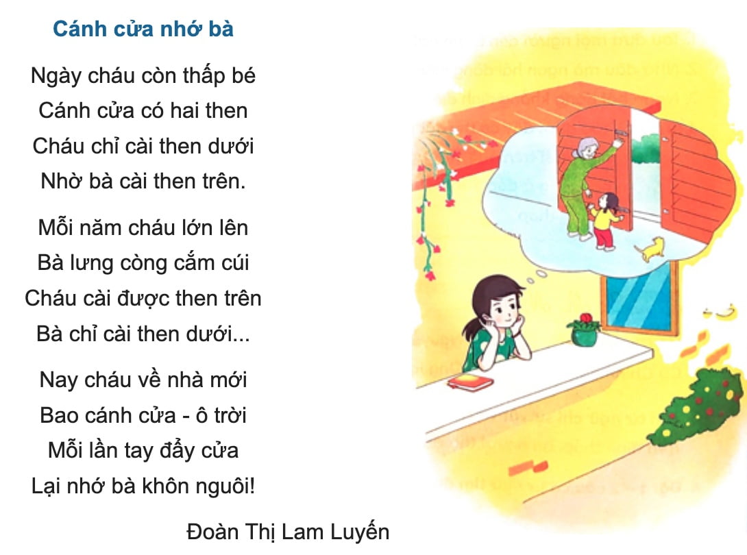 Bài thơ Cánh cửa nhớ bà | SGK Tiếng Việt lớp 2