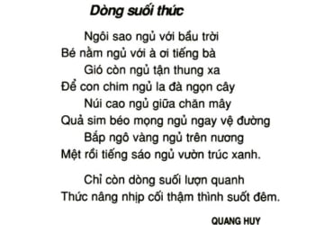 Dòng suối thức | Bài thơ Dòng suối thức (Quang Huy)