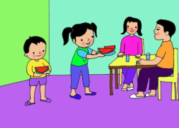 Bài thơ Mẹ dặn bé: Mẹ dặn bé, Lúc nhận quà, Phải hai tay