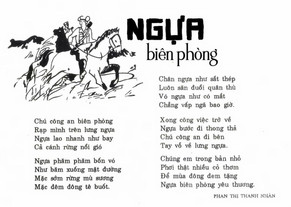 Bài thơ Ngựa biên phòng (Phan Thị Thanh Nhàn): Chú công an biên phòng, Rạp mình trên lưng ngựa
