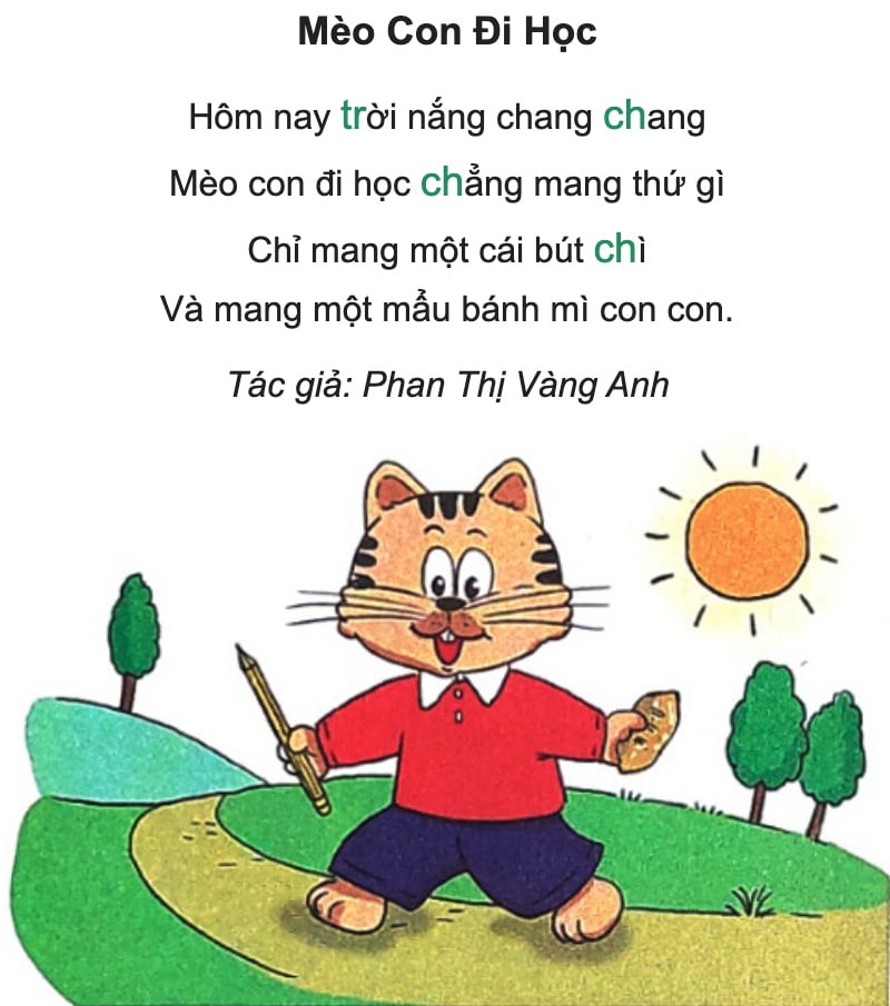 Mèo con đi học | Bài thơ Mèo con đi học (SGK TV 2)